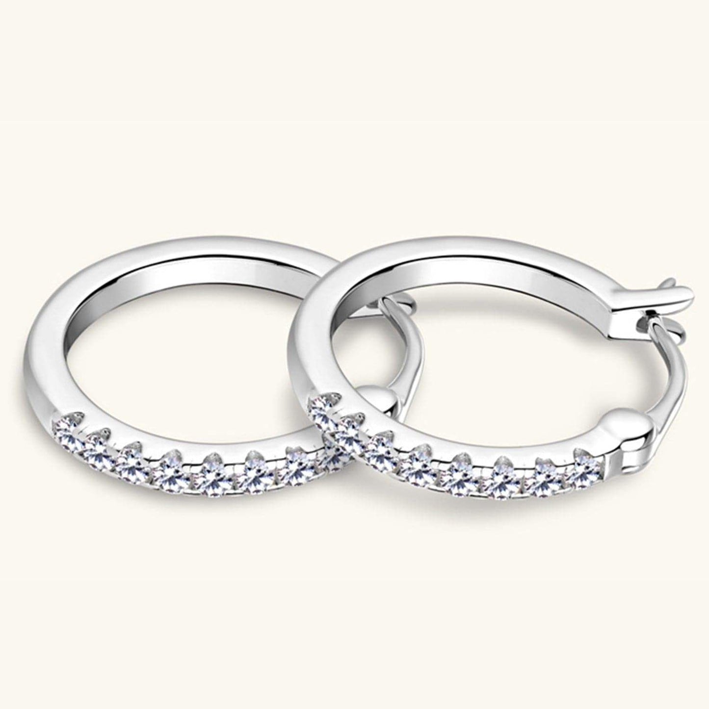 925 Sterling Silver Moissanite Huggie Earrings - Trendsi - Flyclothing LLC