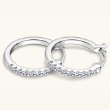 925 Sterling Silver Moissanite Huggie Earrings - Trendsi - Flyclothing LLC