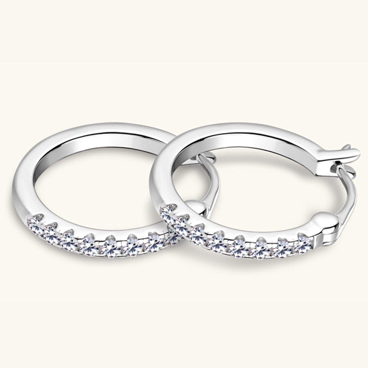 925 Sterling Silver Moissanite Huggie Earrings - Trendsi - Flyclothing LLC