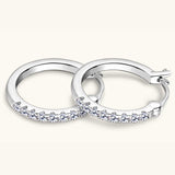 925 Sterling Silver Moissanite Huggie Earrings - Trendsi - Flyclothing LLC