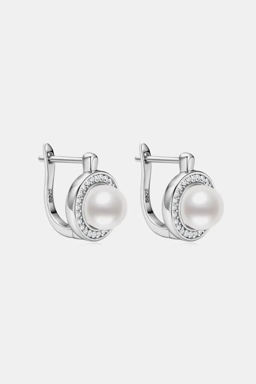 Moissanite Pearl 925 Sterling Silver Earrings - Trendsi - Flyclothing LLC