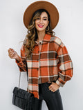 Plaid Button-Down Jacket - Trendsi