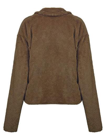 Plush Open Front Dropped Shoulder Jacket - Trendsi - Flyclothing LLC