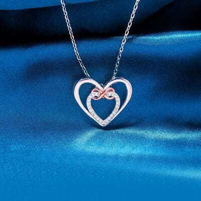 Heart Shape Inlaid Zircon 925 Sterling Silver Necklace - Trendsi - Flyclothing LLC