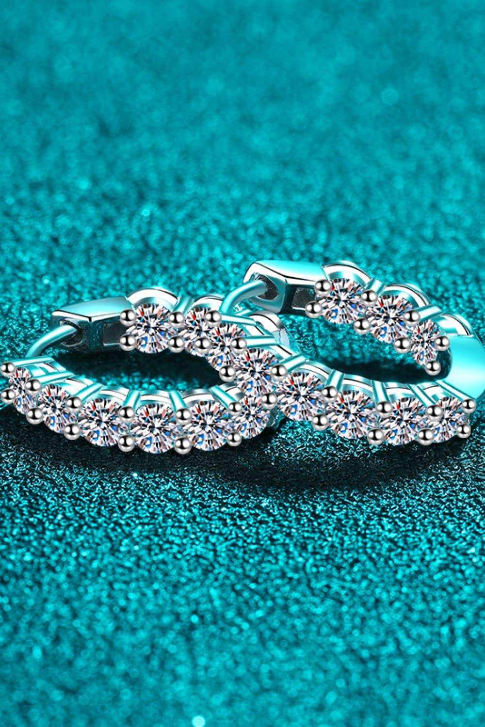 1.8 Carat Moissanite Hoop Earrings - Trendsi - Flyclothing LLC