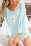 Flower Pattern Long Sleeve Sweater - Trendsi - Flyclothing LLC