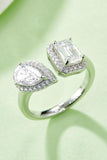 1 Carat Moissanite 925 Sterling Silver Open Ring - Trendsi