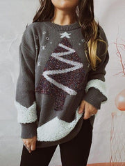 Christmas Tree Graphic Dropped Shoulder Sweater - Trendsi