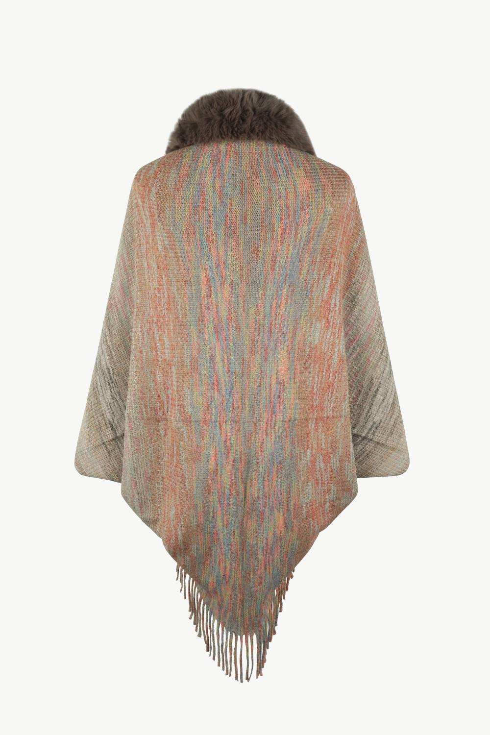 Open Front Fringe Hem Poncho - Trendsi - Flyclothing LLC