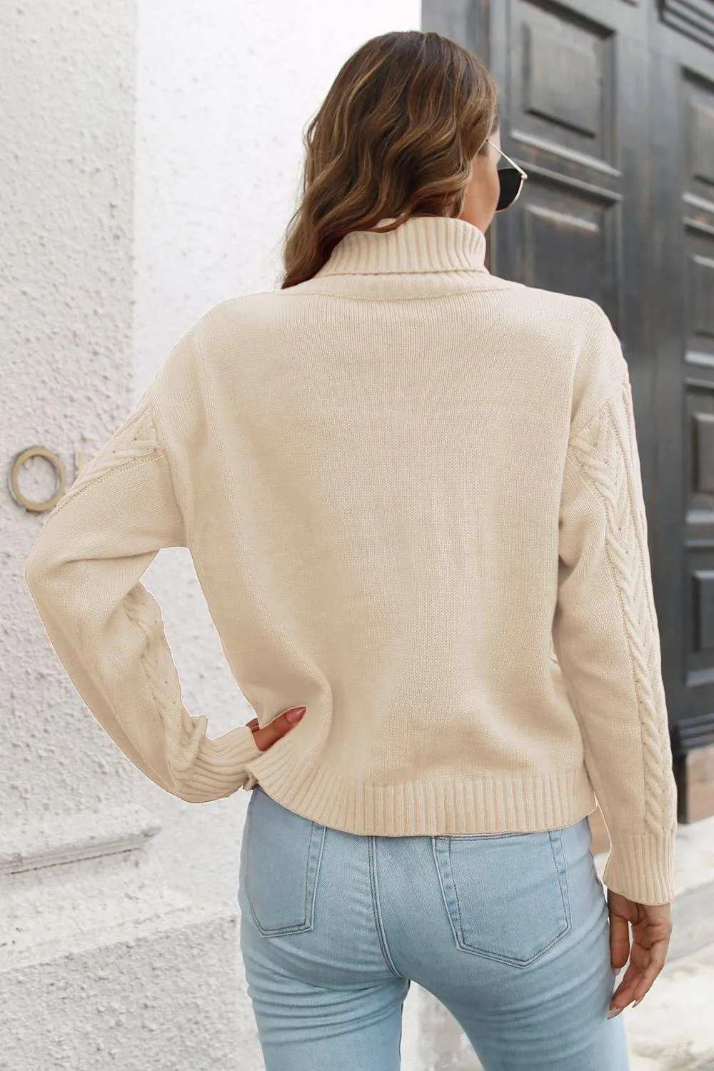 Turtleneck Long Sleeve Sweater - Trendsi - Flyclothing LLC