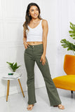 Zenana Clementine Full Size High-Rise Bootcut Jeans in Olive - Trendsi