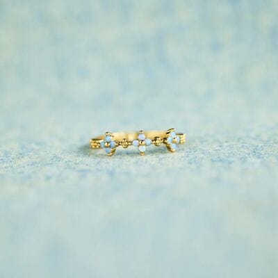 925 Sterling Silver Inlaid Zircon Flower Ring - Trendsi