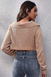 Geometric Long Sleeve Cropped Sweater - Trendsi - Flyclothing LLC