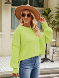 Round Neck Dropped Shoulder Sweater - Trendsi - Flyclothing LLC