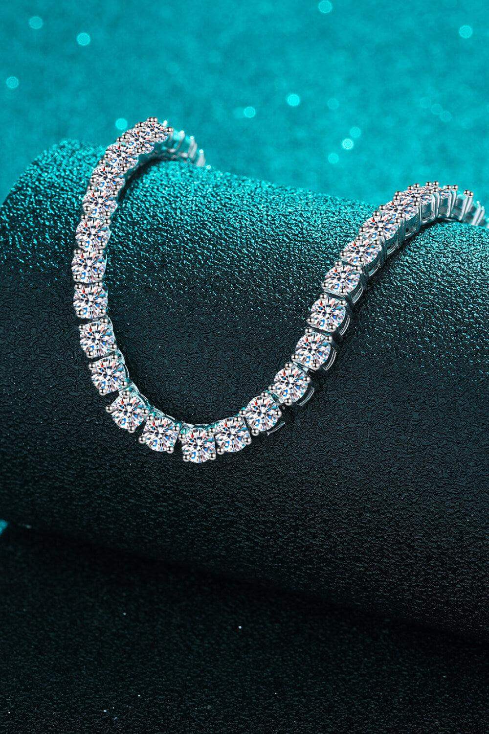 Moissanite Rhodium-Plated Necklace - Trendsi - Flyclothing LLC