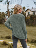 Round Neck Long Sleeve Buttoned T-Shirt - Trendsi - Flyclothing LLC