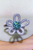 1 Carat Moissanite Flower Shape Open Ring - Trendsi
