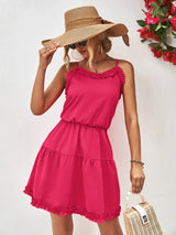 Frill Trim Spaghetti Strap Mini Dress - Trendsi - Flyclothing LLC