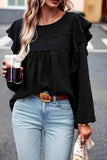 Round Neck Ruffled Blouse - Trendsi - Flyclothing LLC