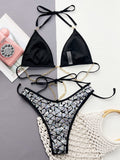 Sequin Halter Neck Two-Piece Bikini Set - Trendsi