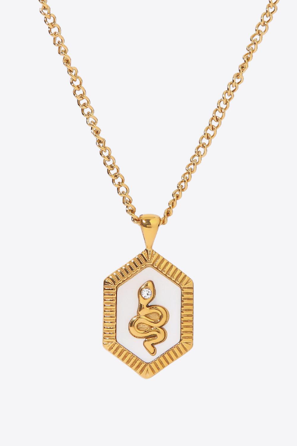 18K Gold Plated Snake Geometric Pendant Necklace - Flyclothing LLC