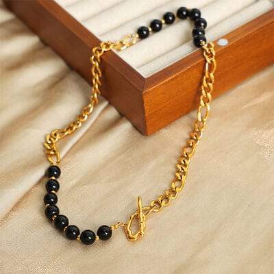 Bead Detail Chunky Chain Necklace - Trendsi - Flyclothing LLC