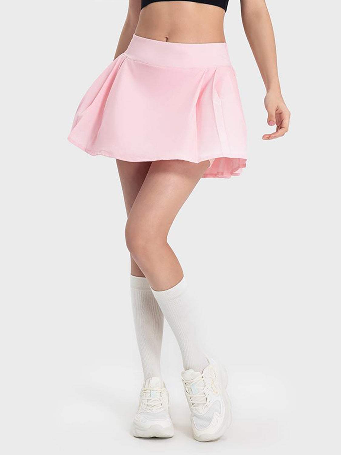 Pleated Detail Mid-Rise Waist Active Skirt - Trendsi - Flyclothing LLC