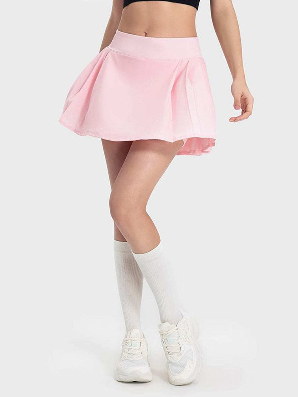 Pleated Detail Mid-Rise Waist Active Skirt - Trendsi - Flyclothing LLC