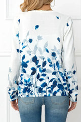 Floral Button Front Round Neck Cardigan - Trendsi - Flyclothing LLC