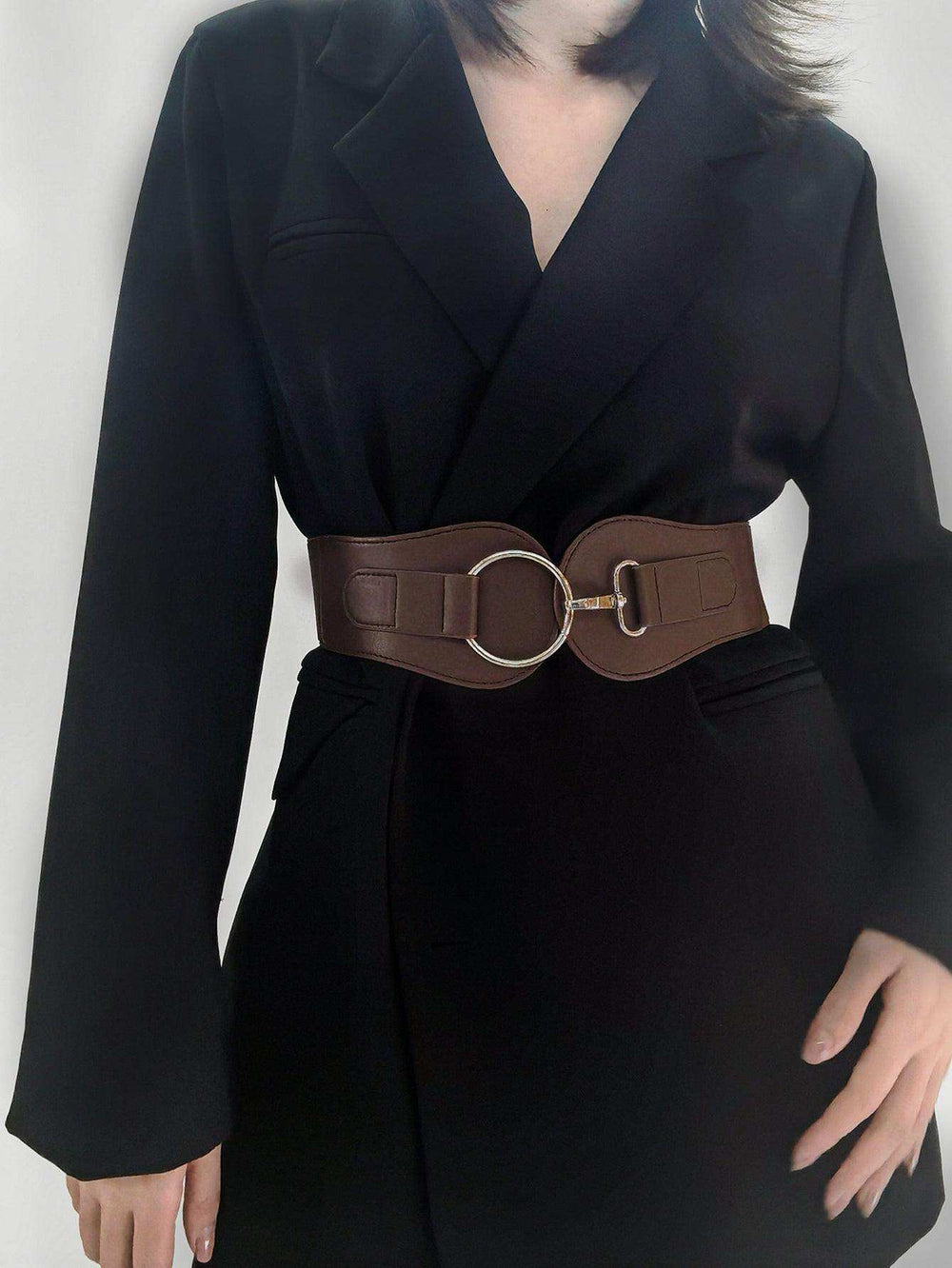 PU Elastic Wide Belt - Trendsi - Flyclothing LLC