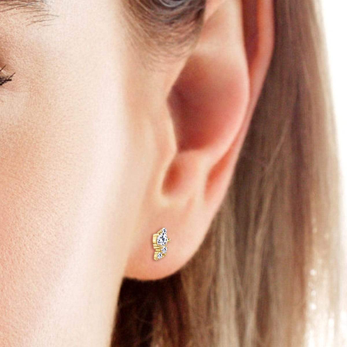925 Sterling Silver Moissanite Stud Earrings - Trendsi - Flyclothing LLC