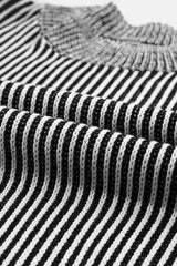 Striped Mock Neck Dropped Shoulder Sweater - Trendsi - Flyclothing LLC
