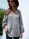 Printed Tie-Neck Balloon Sleeve Blouse - Trendsi - Flyclothing LLC
