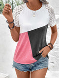 Color Block Raglan Sleeve Round Neck Tee - Trendsi - Flyclothing LLC