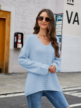 V-Neck Rib-Knit Top - Trendsi - Flyclothing LLC