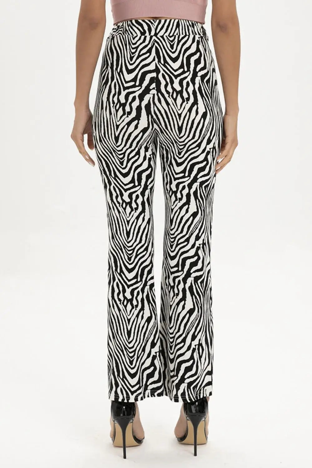 Zebra Print Straight Leg Pants - Trendsi - Flyclothing LLC