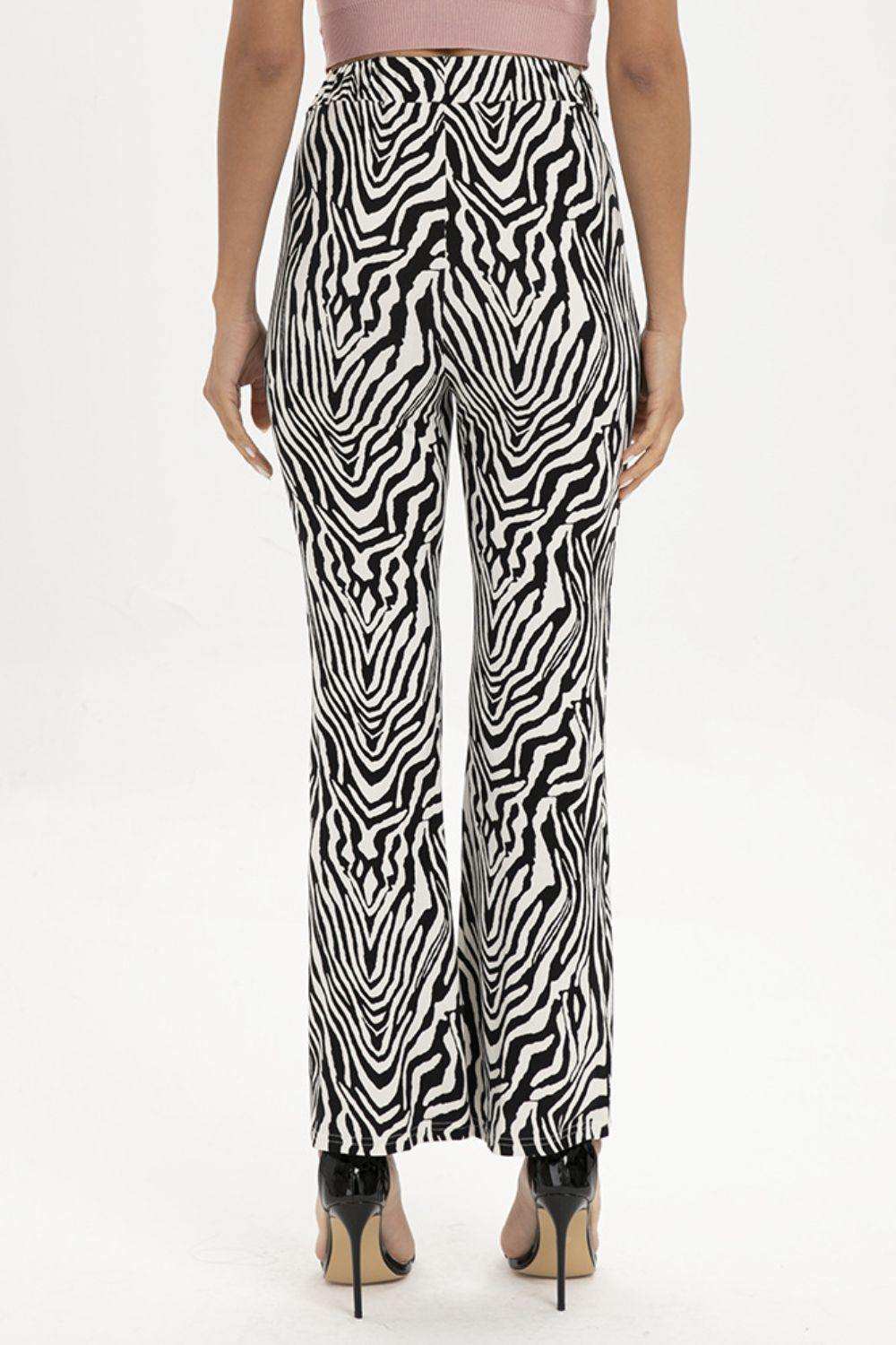 Zebra Print Straight Leg Pants - Trendsi - Flyclothing LLC