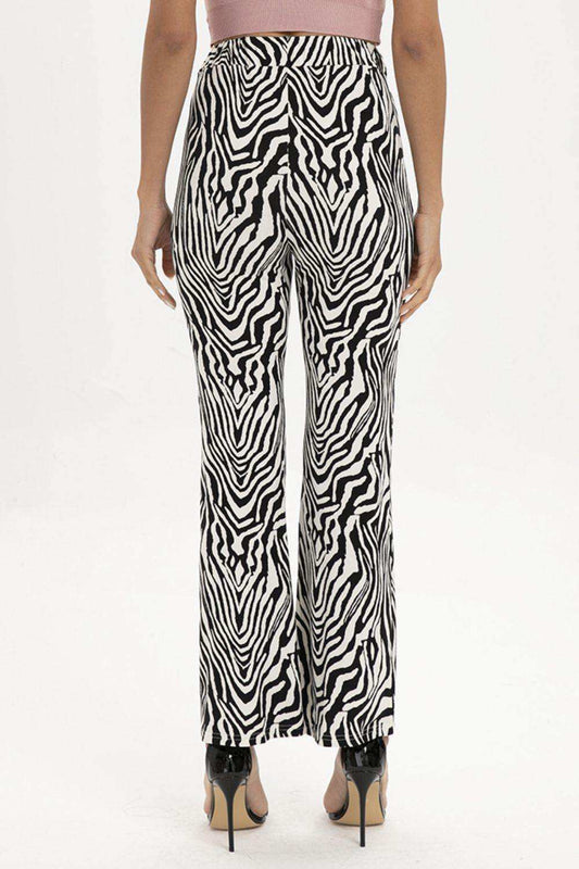 Zebra Print Straight Leg Pants - Trendsi - Flyclothing LLC