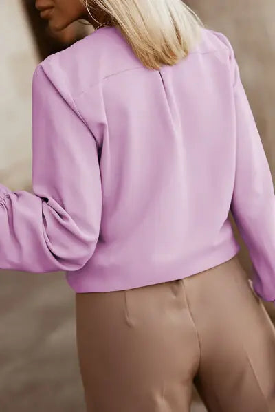 Button Up Round Neck Long Sleeve Shirt - Trendsi - Flyclothing LLC