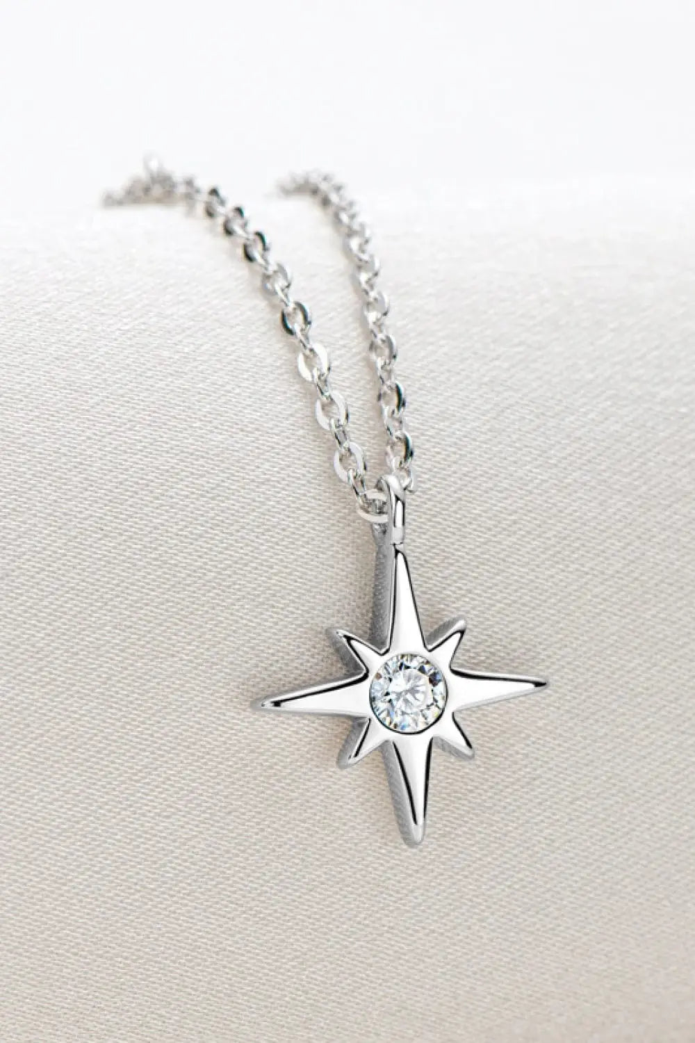 Moissanite North Star Pendant 925 Sterling Silver Necklace - Trendsi - Flyclothing LLC