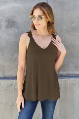 Basic Bae Full Size Lace Detail V-Neck Cutout Cami - Trendsi - Flyclothing LLC