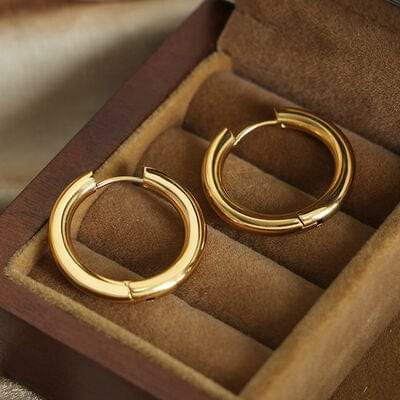 18K Gold-Plated Huggie Earrings - Trendsi - Flyclothing LLC