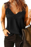 Eyelash Trim Spliced Lace Tank - Trendsi