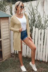 Button Down Long Sleeve Longline Cardigan - Trendsi - Flyclothing LLC