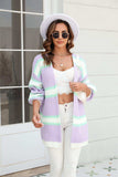 Color Block Ribbed Dropped Shoulder Open Front Cardigan - Trendsi - Flyclothing LLC