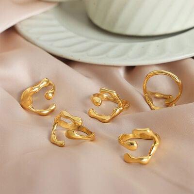 18K Gold-Plated Irregular Open Ring - Trendsi