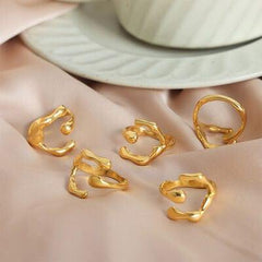18K Gold-Plated Irregular Open Ring - Trendsi