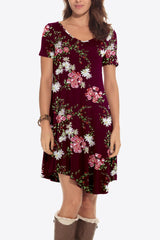 Floral Round Neck Short Sleeve Dress - Trendsi
