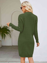 Cable-Knit V-Neck Mini Sweater Dress - Trendsi - Flyclothing LLC