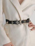 Double Buckle PU Leather Belt - Trendsi